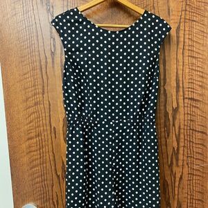 ANN‎ TAYLOR Black Polka Dot open back Cap Sleeves romper